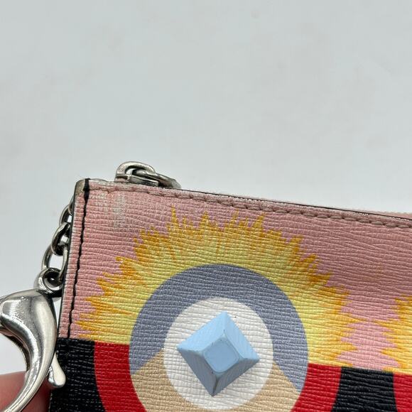 FENDI Vitello Elite Century Hypnoteyes Studded Coin Pouch Key Case Bubblegum - Picture 10 of 10